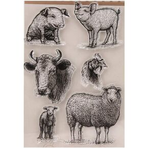 4.1 by 5.9 Inches Pig Cow Sheep Clear Rubber Stamps for Scrapbooking Card Making Christmas Craft Stamps