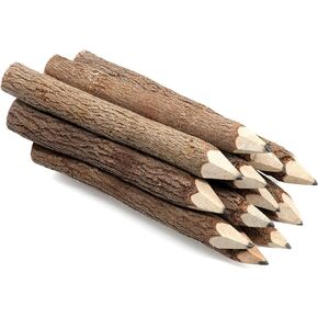 BSIRI Natural Twigs Wooden Pencils Handcrafted Suitable for Kids and Teachers For Woodland Bark Decorations Party Wood Gifts Twig Stick Pencils Vintage Favors Supplies for Classroom