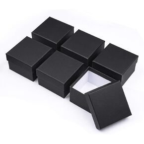dedoot Black Gift Box, Pack of 6 Square Gift Box with Lids, 3x3x3 Inches Kraft Paper Box Bridesmaid Proposal Gift Boxes for Tie Jewelry, Small Gifts Box for Presents, Christmas, Wedding Party