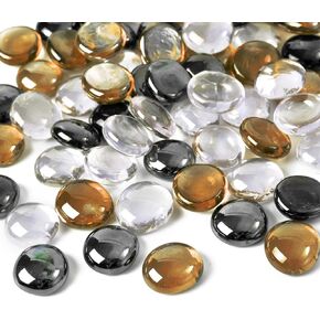 Flat Glass Marbles 1LB Mixed Color for Vase Fillers Mixed Colour Stone for Garden Decoration Craft Fish Tank (Eight flower color mix)