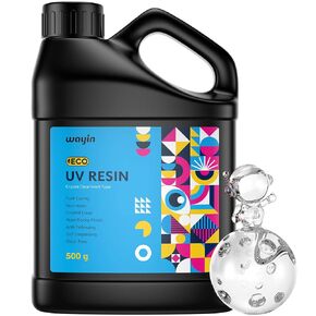UV Resin - Wayin Upgrade 500g Eco Crystal Clear Hard UV Resin, Ultraviolet Epoxy Resin Glue Solar Cure Sunlight Activated Resin for Handmade Jewelry, DIY Craft, Coating and Casting in Kuwait