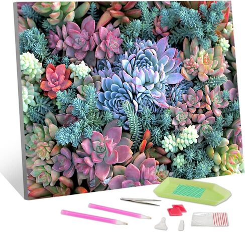 TISHIRON 5D الماس اللوحة عدة، العصارة الماس اللوحة مجموعات الحفر الكامل اللوحة العصارة الماس صور الفنون الحرفية لتزيين الجدران، نمط اللوحة الماس النبات، 12x16 بوصة in Kuwait