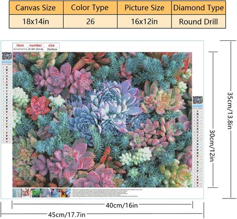 TISHIRON 5D الماس اللوحة عدة، العصارة الماس اللوحة مجموعات الحفر الكامل اللوحة العصارة الماس صور الفنون الحرفية لتزيين الجدران، نمط اللوحة الماس النبات، 12x16 بوصة in Kuwait