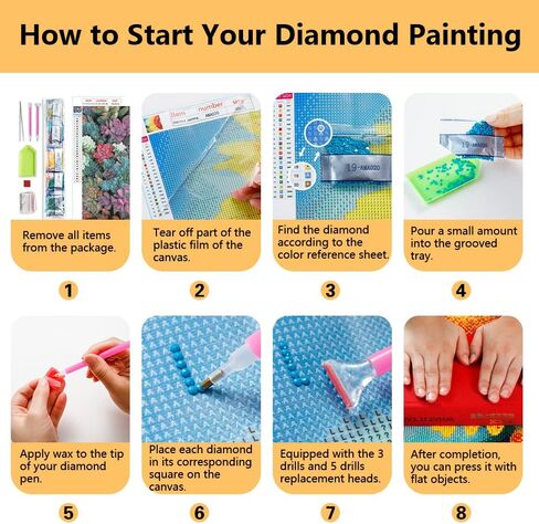 TISHIRON 5D الماس اللوحة عدة، العصارة الماس اللوحة مجموعات الحفر الكامل اللوحة العصارة الماس صور الفنون الحرفية لتزيين الجدران، نمط اللوحة الماس النبات، 12x16 بوصة in Kuwait