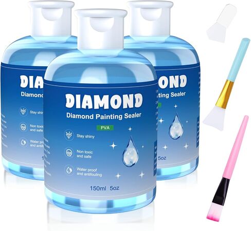 GHHKUD Diamond Painting Sealer 150ML with Brushes, DIY 1Pack Diamond Art Sealer Glue, 5D Diamond Painting Accessories Permanent Hold Shine Effect Sealer for Diamond Painting & Puzzle Glue(Blue) in Kuwait