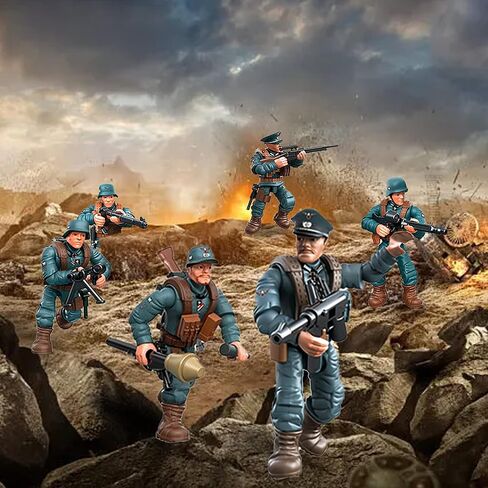 MEIEST 6 PCS Mini WWII Soldier Military Action Figures, Army Model Building Block Toys with Multiple Military Weapons Accessories,Party Favors Set for Kids (British Army) in Kuwait