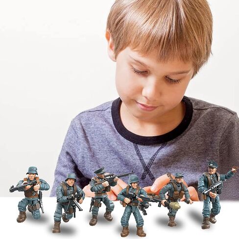 MEIEST 6 PCS Mini WWII Soldier Military Action Figures, Army Model Building Block Toys with Multiple Military Weapons Accessories,Party Favors Set for Kids (British Army) in Kuwait