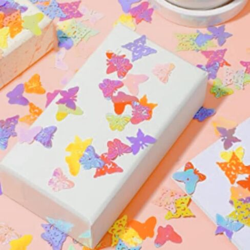 ترتر فراشة، اشكال فراشة، رقائق ثلاثية الابعاد ثلاثية الابعاد من بلاستيك PVC متعددة الالوان، مجموعة تزيين فراشة كبيرة لامعة للحرف اليدوية والسلايم والاكواب الفنية والعطلات والمهرجانات in Kuwait