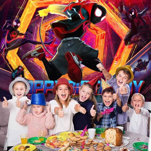 Miles Birthday Party Decorations,85Pcs Spider Miles Morales Party Balloon Garland with Happy Birthday Backdrop and Foil Balloons for Boys, Girls Spider Themer Party Supplies in Kuwait