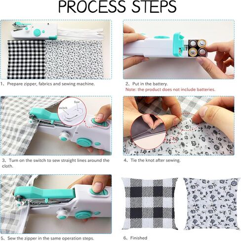 مجموعة أدوات الخياطة المحمولة للمبتدئين، تتضمن 8 قطع مقاس 20 بوصة × 20 بوصة/50 × 50 سم من أوراق النسيج القطني لوسادة الوسادة، محمولة، سهلة الاستخدام مع التعليمات، مستلزمات الأسرة in Kuwait
