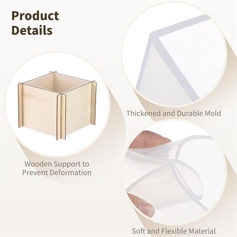 2 Pcs Square Resin Molds Set, 3'' and 4'' Silicone Casting Molds, Reusable Transparent Cube Mould, Quick Release Silicone Molds for DIY Art Resin Candle Soap Making in Kuwait