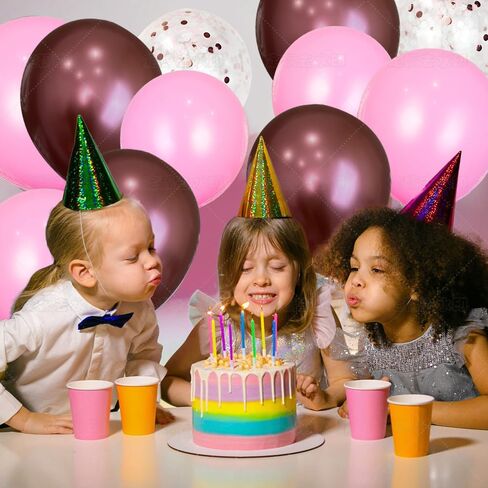 70PCS Birthday Decorations Balloon, 3D Pink Happy Birthday Banner, Heart Star Confetti Moon Crown Balloons, Birthday Party Décor with Balloon Pump Knotter in Kuwait