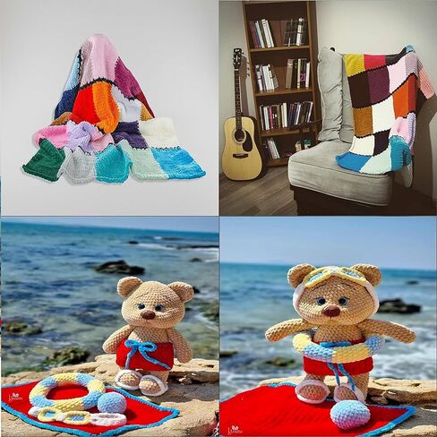 Lukche غزل مخملي ناعم غزل شانيل للحياكة كبيرة الحجم 100 جرام (132 ياردة) غزل بطانية أطفال لحياكة غزل أميجورومي غزل فاخر لحرف نسج الكروشيه (بني، 1 خصلة) in Kuwait