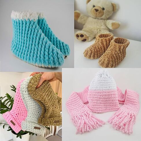 Lukche غزل مخملي ناعم غزل شانيل للحياكة كبيرة الحجم 100 جرام (132 ياردة) غزل بطانية أطفال لحياكة غزل أميجورومي غزل فاخر لحرف نسج الكروشيه (بني، 1 خصلة) in Kuwait