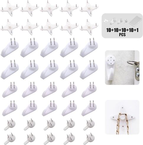 مجموعة شماعات صور غير مرئية، مسمار خرساني لا يترك اثرا، خطاف تعليق على الحائط الصلب، حامل صور/اطار/لوحة فنية، قوي/ثابت/شديد التحمل/بدون ضرر/برغي بدون علامات، اداة عائلية متعددة الوظائف (40 قطعة) in Kuwait