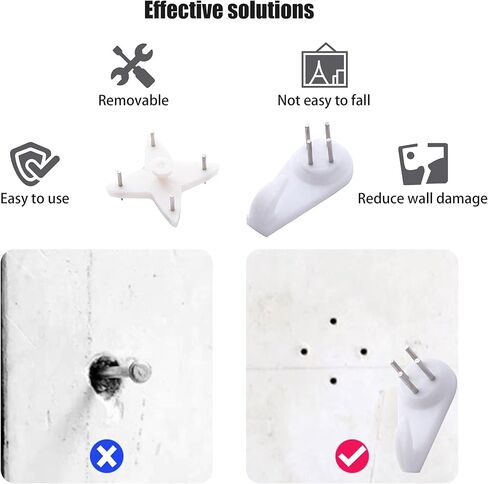 مجموعة شماعات صور غير مرئية، مسمار خرساني لا يترك اثرا، خطاف تعليق على الحائط الصلب، حامل صور/اطار/لوحة فنية، قوي/ثابت/شديد التحمل/بدون ضرر/برغي بدون علامات، اداة عائلية متعددة الوظائف (40 قطعة) in Kuwait