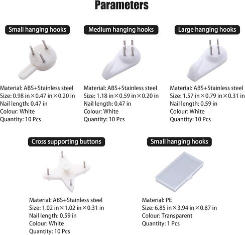 مجموعة شماعات صور غير مرئية، مسمار خرساني لا يترك اثرا، خطاف تعليق على الحائط الصلب، حامل صور/اطار/لوحة فنية، قوي/ثابت/شديد التحمل/بدون ضرر/برغي بدون علامات، اداة عائلية متعددة الوظائف (40 قطعة) in Kuwait