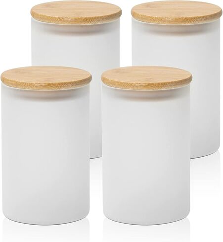 PYD Life Sublimation Glass Storage Jars Blanks Tumbler Food Canisters Frosted 20 OZ with Bamboo Lids Kitchen Containers Sets for Candy,Coffee Tea Sugar,Nuts,for Cricut Mug Tumbler Press 4 Pack in Saudi Arabia