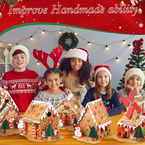 Libima 36 Packs Christmas Gingerbread House Kit Gingerbread House Craft Kit with Stickers Gingerbread House Decorations DIY Christmas Crafts for Kids Toddler Boy Girl Christmas Party Game Supplies in Saudi Arabia