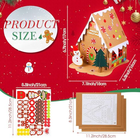 Libima 36 Packs Christmas Gingerbread House Kit Gingerbread House Craft Kit with Stickers Gingerbread House Decorations DIY Christmas Crafts for Kids Toddler Boy Girl Christmas Party Game Supplies in Saudi Arabia