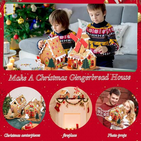 Libima 36 Packs Christmas Gingerbread House Kit Gingerbread House Craft Kit with Stickers Gingerbread House Decorations DIY Christmas Crafts for Kids Toddler Boy Girl Christmas Party Game Supplies in Saudi Arabia