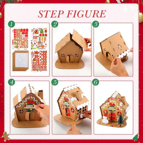 Libima 36 Packs Christmas Gingerbread House Kit Gingerbread House Craft Kit with Stickers Gingerbread House Decorations DIY Christmas Crafts for Kids Toddler Boy Girl Christmas Party Game Supplies in Saudi Arabia