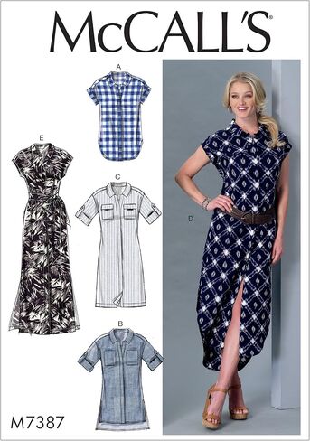 McCall's Patterns M7387ZZ0 زر للأسفل من أعلى وتونيك وفساتين وحزام in Saudi Arabia