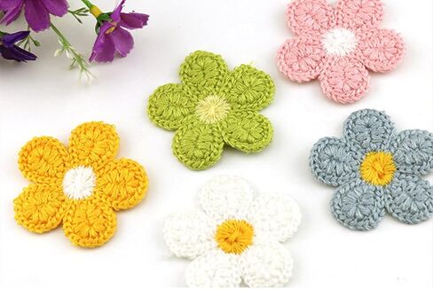 هيبي هوم 20 قطعة من رقع التطريز اليدوية الكروشيه المدوية الزهور للحرف اليدوية والملابس خياطة رقع عصابات الرأس والقبعات حزمة هدايا، 1.97 × 1.97 انش in Kuwait