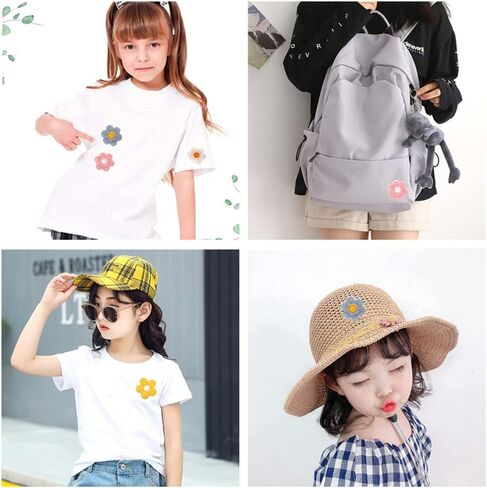 هيبي هوم 20 قطعة من رقع التطريز اليدوية الكروشيه المدوية الزهور للحرف اليدوية والملابس خياطة رقع عصابات الرأس والقبعات حزمة هدايا، 1.97 × 1.97 انش in Kuwait