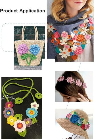 هيبي هوم 20 قطعة من رقع التطريز اليدوية الكروشيه المدوية الزهور للحرف اليدوية والملابس خياطة رقع عصابات الرأس والقبعات حزمة هدايا، 1.97 × 1.97 انش in Kuwait