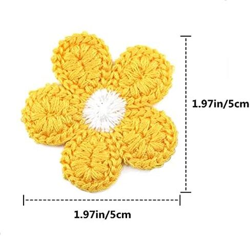 هيبي هوم 20 قطعة من رقع التطريز اليدوية الكروشيه المدوية الزهور للحرف اليدوية والملابس خياطة رقع عصابات الرأس والقبعات حزمة هدايا، 1.97 × 1.97 انش in Kuwait