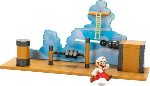 Super Mario Deluxe 2.5in Bowser's Air Ship Playset with Fire Mario Action Figure, rope ladder and screw-bolt obstacles in Saudi Arabia