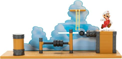 Super Mario Deluxe 2.5in Bowser's Air Ship Playset with Fire Mario Action Figure, rope ladder and screw-bolt obstacles in Saudi Arabia