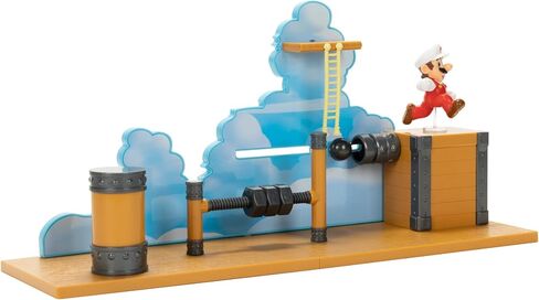 Super Mario Deluxe 2.5in Bowser's Air Ship Playset with Fire Mario Action Figure, rope ladder and screw-bolt obstacles in Saudi Arabia