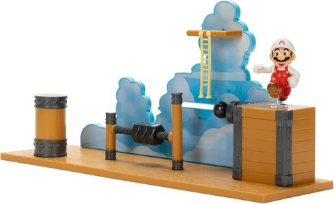 Super Mario Deluxe 2.5in Bowser's Air Ship Playset with Fire Mario Action Figure, rope ladder and screw-bolt obstacles in Saudi Arabia