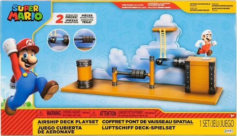 Super Mario Deluxe 2.5in Bowser's Air Ship Playset with Fire Mario Action Figure, rope ladder and screw-bolt obstacles in Saudi Arabia