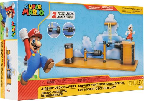 Super Mario Deluxe 2.5in Bowser's Air Ship Playset with Fire Mario Action Figure, rope ladder and screw-bolt obstacles in Saudi Arabia