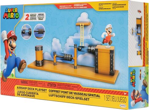 Super Mario Deluxe 2.5in Bowser's Air Ship Playset with Fire Mario Action Figure, rope ladder and screw-bolt obstacles in Saudi Arabia