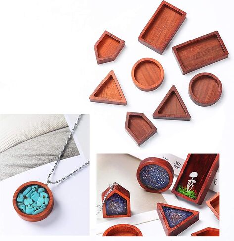 iSuperb 5 Pieces Wooden for Resin Epoxy Craft, Resin Wood Pendant Accessories for DIY Jewelry Making Necklace, Handmade Art Designer Landscape Natural Unfinished Wood in Kuwait