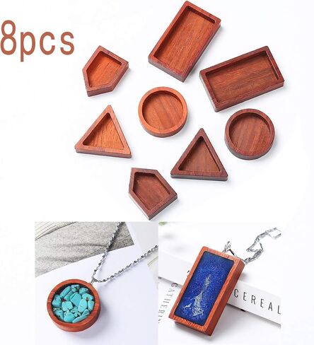 iSuperb 5 Pieces Wooden for Resin Epoxy Craft, Resin Wood Pendant Accessories for DIY Jewelry Making Necklace, Handmade Art Designer Landscape Natural Unfinished Wood in Kuwait