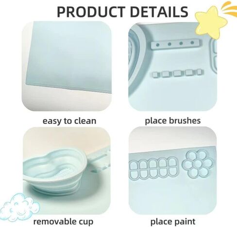 Benlynnx Silicone Craft Mat，Silicone Painting Mat for Resin Casting, 20"x16" Non-Stick Silicone Sheet with Cleaning Cup for Painting, Art, Clay in Kuwait