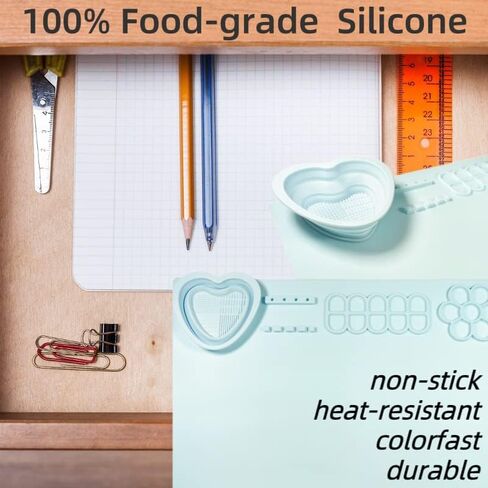 Benlynnx Silicone Craft Mat，Silicone Painting Mat for Resin Casting, 20"x16" Non-Stick Silicone Sheet with Cleaning Cup for Painting, Art, Clay in Kuwait