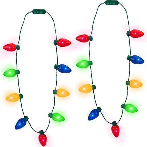 POPLAY 2PCS عيد الميلاد القلائد LED، تضيء قلادة قصب الحلوى ضوء عيد الميلاد تضيء قلادة للأطفال البالغين عيد الميلاد حزب تفضل زينة عيد الميلاد in Saudi Arabia
