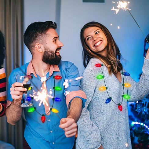 POPLAY 2PCS عيد الميلاد القلائد LED، تضيء قلادة قصب الحلوى ضوء عيد الميلاد تضيء قلادة للأطفال البالغين عيد الميلاد حزب تفضل زينة عيد الميلاد in Saudi Arabia