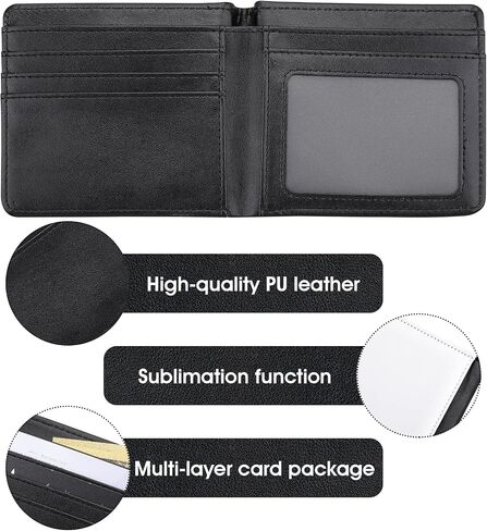 Sublimation Wallet Blank Heat Transfer Blank Wallet Multifunctional Wallet Graduation Gifts (1 Pcs Black Double Side) in Saudi Arabia