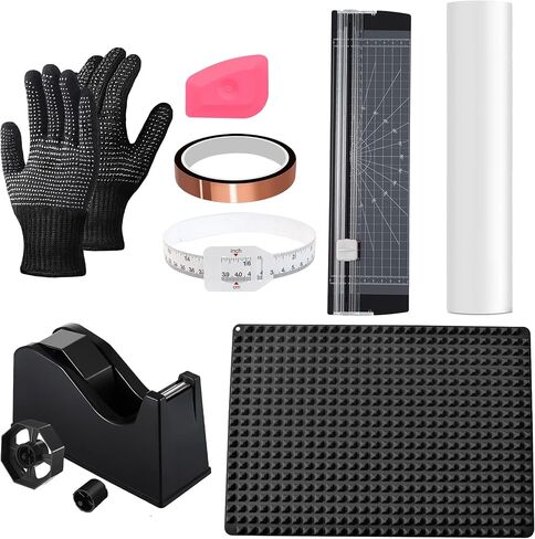 Laosh 8pcs Sublimation Tools and Accessories, Tool Kit for Sublimation with Width Measurer, Hard Card, Heat Resistant Gloves, Tape Dispenser & Tape, Paper Cutter, Silicone Hot Pad, Butcher Paper in Saudi Arabia