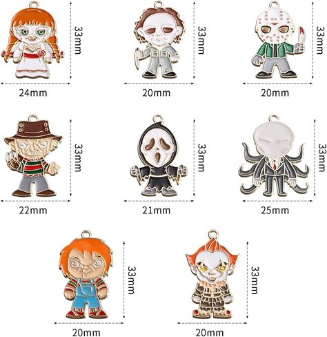 Biokia Halloween Charms For Jewelry Making Halloween Horror Movies Character Charms Horror Halloween Earrings Charms Bracelet Enamel Jewelry Making Charms 16-32 Pieces in Kuwait