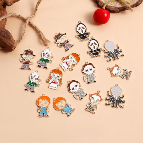 Biokia Halloween Charms For Jewelry Making Halloween Horror Movies Character Charms Horror Halloween Earrings Charms Bracelet Enamel Jewelry Making Charms 16-32 Pieces in Kuwait