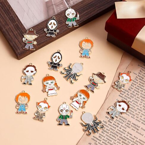 Biokia Halloween Charms For Jewelry Making Halloween Horror Movies Character Charms Horror Halloween Earrings Charms Bracelet Enamel Jewelry Making Charms 16-32 Pieces in Kuwait