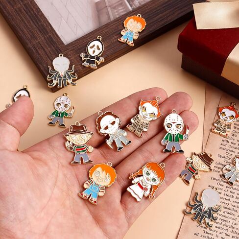 Biokia Halloween Charms For Jewelry Making Halloween Horror Movies Character Charms Horror Halloween Earrings Charms Bracelet Enamel Jewelry Making Charms 16-32 Pieces in Kuwait